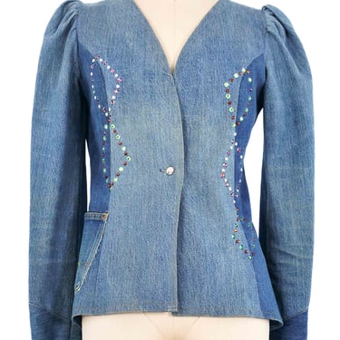 1970s Love Melody Rhinestone Studded Denim Jacket