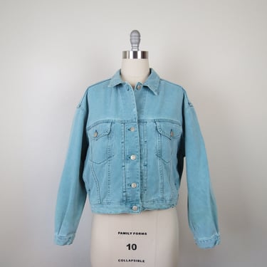 Vintage 1980s Banana Republic Safari cotton denim jacket coat jean jacket faded colored denim 