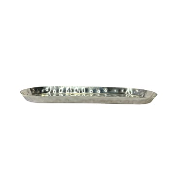 Artistic Hand Punch Marks Stainless Steel Display Oval Rectangular Plate Tw003E 