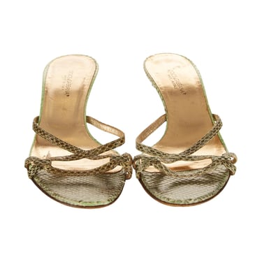 Dolce &amp; Gabbana Green Snakeskin Kitten Heels