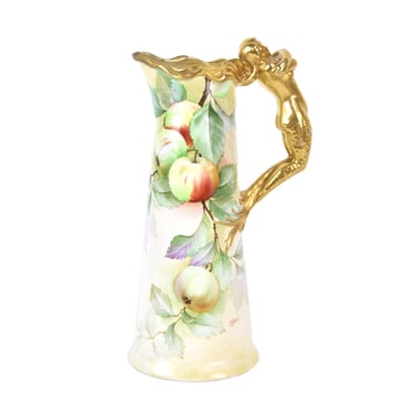 Ginori Firenze Ware Figural Mermaid Pitcher Handpainted Apples sgnd Z Cecchi as-is 