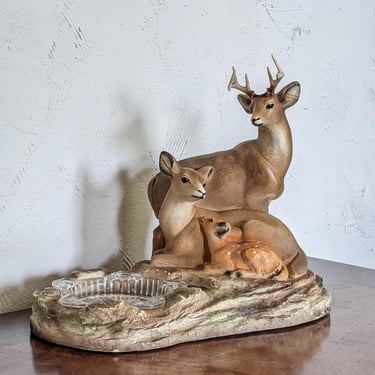 Vintage Deer Family Ashtray 