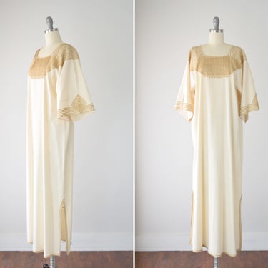 Beige Kaftan Sm Med / Embroidered Kaftan / Full Length Kaftan / Moroccan Kaftan / Long Embroidered Robe / Long Tunic / Overdress 