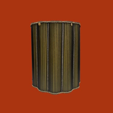 Vintage Lamp Shade Retro 1960s Mid Century Modern + Barrel + Drum + Large Size + Black + Pale Yellow + MCM + Mood Lighting + Home Decor 