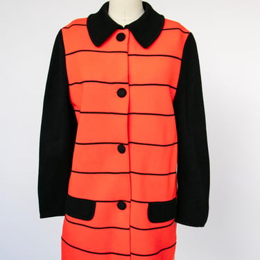 1960s Knit Jacket Striped Mod Cardigan S 