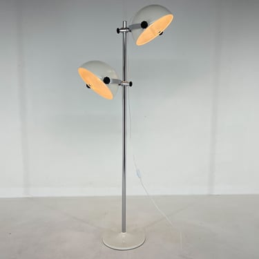 1970's Adjustable Chrome & Laquered Metal Floor Lamp, Italy / Industrial Style Vintage Floor Lamp / Italian Lighting / Restored 