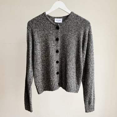 Grey Speckled Silk Knit Cardigan