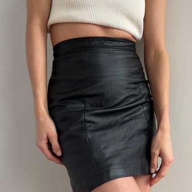Vintage Obsidian Leather Mini Skirt