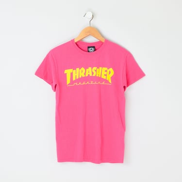 Vintage Y2k Thrasher T-Shirt - pink & yellow, skater, 2000s clothing - Men's S 