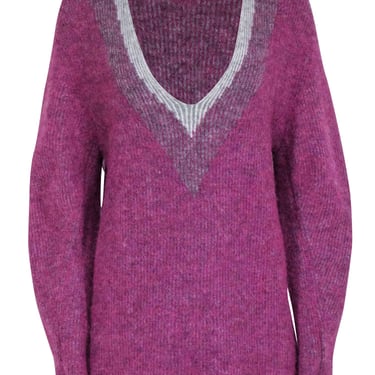 Rag & Bone - Magenta V-neck Oversized Sweater Sz S
