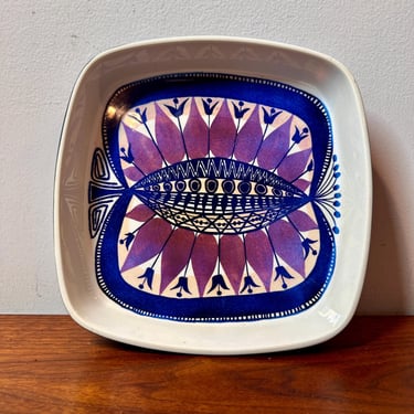 Vintage Royal Copenhagen Ceramic Bowl / Tenera Faience Beth Breyen /Blue Purple White 168-2884 Mid Century Danish Pottery Dish MCM 