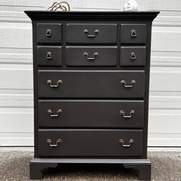 Refinished chest of drawers cherry wood / solid wood / dresser in black farmhouse style 