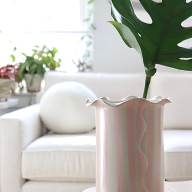 Striped Ruffle Vessel(s) in Light Pink &amp; White