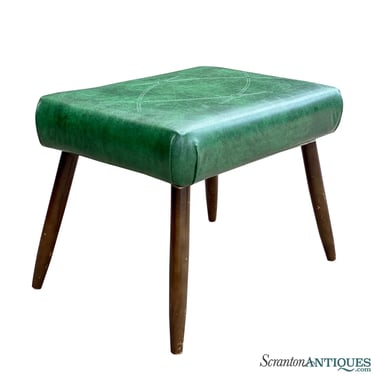 Green Mandala Motif Ottoman with Wood Legs - Green Magnificence