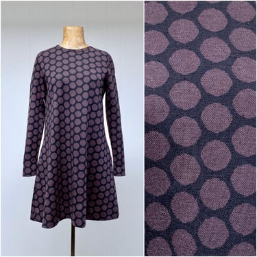 Vintage Rare 1960s Rudy Gernreich Wool Trapeze Dress, 60s Mod Mauve + Black Geometric Design Mini for Harmon Knitwear, Small 36" Bust, VFG 