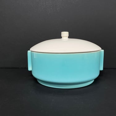 Vintage Casserole Dish Blue and White / Removable Dividers / With Lid/ Mid Century Modern / FREE SHIPPING 