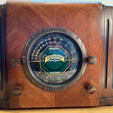 1936 Silvertone Cube Radio, AM Shortwave, Art Deco, Elec Restored Model 7172 
