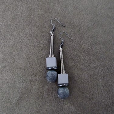 Mid century modern gray geometric earrings 