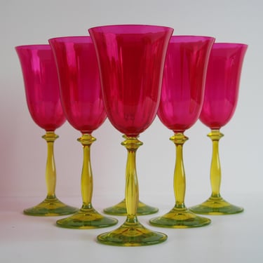 Vintage Crystalex Wine Glasses Set of 6 – Bohemian Glass, Czech Republic, 1990 