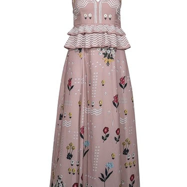 Sahil Kochhar - Blush Pink Floral Embroidered Maxi Dress Sz 4