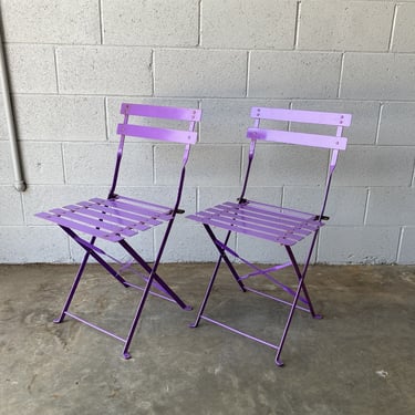 1950s Steel Folding Patio Chairs in Purple, Pair