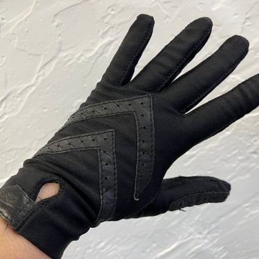 vintage driving gloves 1970s black isotoner cafe racer winter gloves 