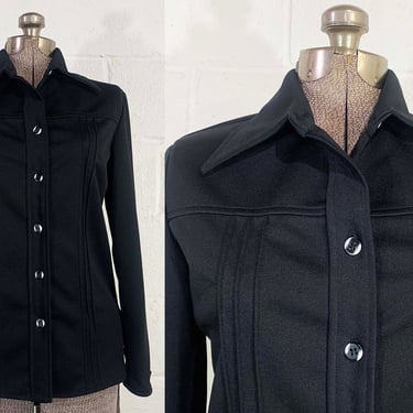 Vintage Madison Wardrobe Maker Shirt Top Black Long Sleeve Shirt Blouse Top Mod Minx TV Movie Costume Small Medium 1970s 