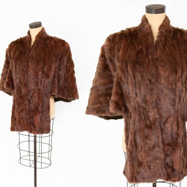 1940s Brown Fur Stole | 40s Squirrel Fur Evening Wrap Stole | Lundens Fur | One Size 