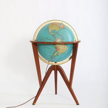 Vintage Mid Century Modern Edward Wormley Illuminated Terrestrial Globe stand for Dunbar 