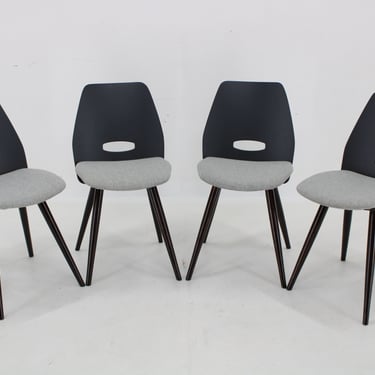 1960s Set of Four Dining Chairs by Tatra,Czechoslovakia / Mid-century / Black Colour / VIntage Chairs / 