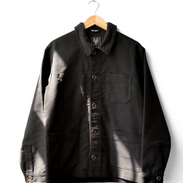 French Moleskin Chore Jacket Black - Made In England - All Sizes 