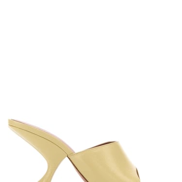 Amina Muaddi Women Pastel Yellow Leather Taylor Mules