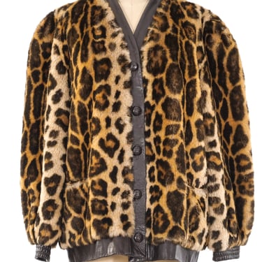Faux Leopard Fur Bomber Jacket