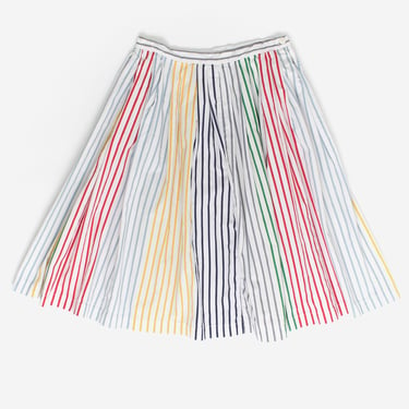 Vintage pleated skirt with multicoloured stripes - Small 