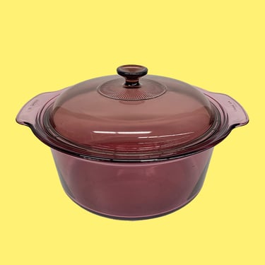 Vintage Vision Dutch Oven Retro 1980s Corning + Cranberry + Glass + 2 Pieces + Size 5 Liter + Cookware + Covered Casserole + Kitchen Cooking 