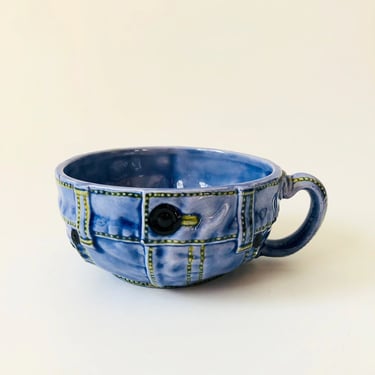 Vintage Handmade Blue Jeans Mug Bowl 