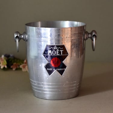 Vintage Aluminum Champagne Bottle Cooler Aluminum Ice Cooler Wine Moet&Chandon Restorant Bottle Cooler  Collectable France Cooler 