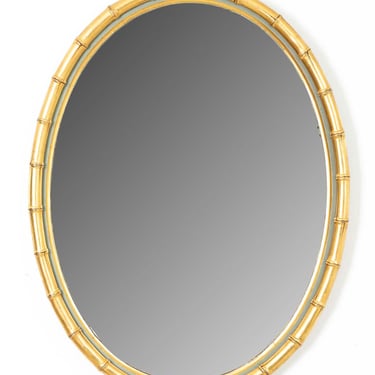 Vintage 14 Kt Gold Gilded Oval Bamboo Mirror