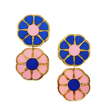 Sample Sale  Dark Blue and Light Pink Color Block Earrings