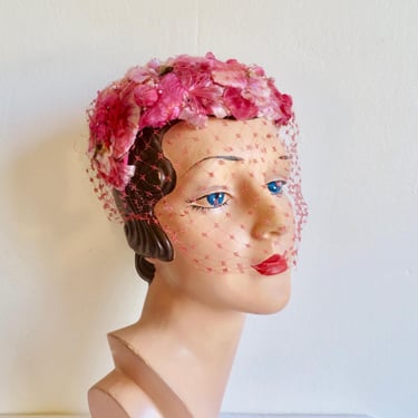 Vintage 50s FEATHER HAT with VEIL / 1950s Whimsical | Lucky 