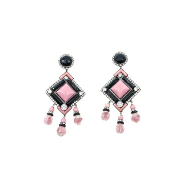 Lawrence Vrba Pink Glass Bead Chandelier Earrings