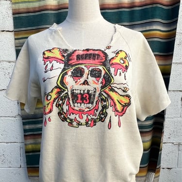 1960s Rat's Hole Skull and Crossbones Distressed Crew Neck