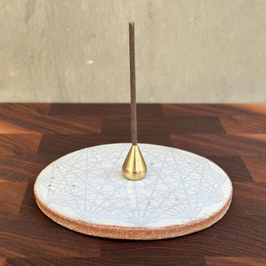 Ceramic Incense Holder - White Metatron's Cube 