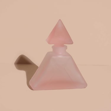 Vintage Frosted Pink Glass Perfume Bottle, Art Deco Perfume Bottle, Glass Bottle 