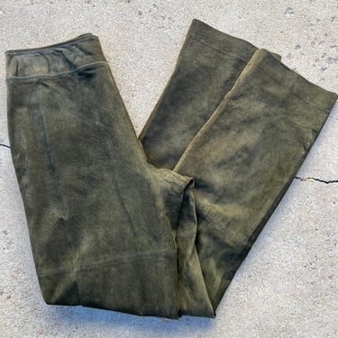 90s Telluride Green Patchwork Genuine Suede High Rise Straight Leg Pants 6 