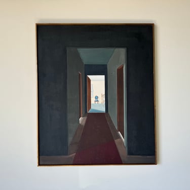 1960's Neuburger Postmodern Interior Room Geometric Abstract Painting 