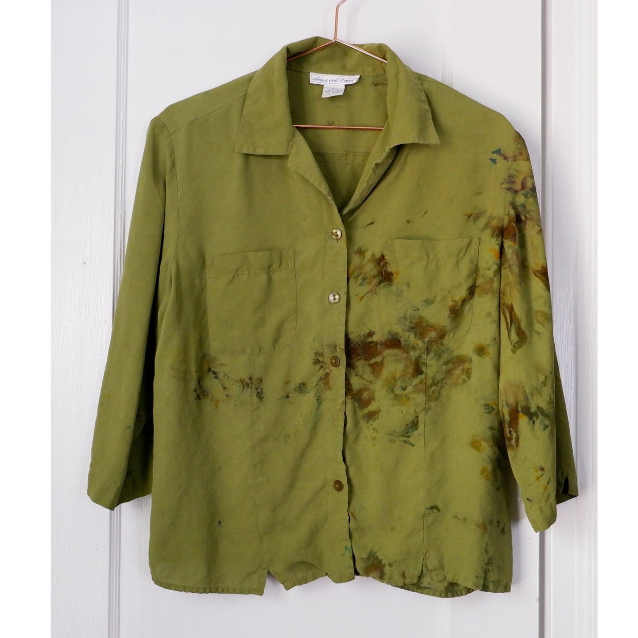 Medium | 90s silk olive green hand ice dyed | Grandi Flora Textiles ...