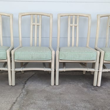 Vintage Ficks Reed Style Rattan Dining Chairs - Set of 4 