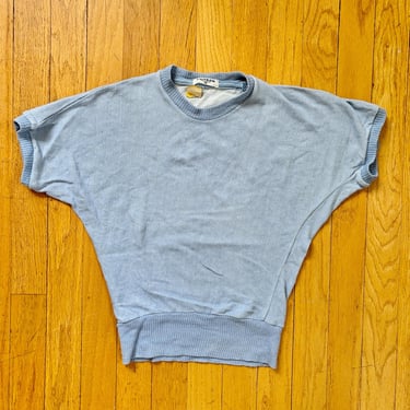 Vintage Deadstock 40s 50s Powder Blue Knit Short Sleeve Top XS by TimeBa