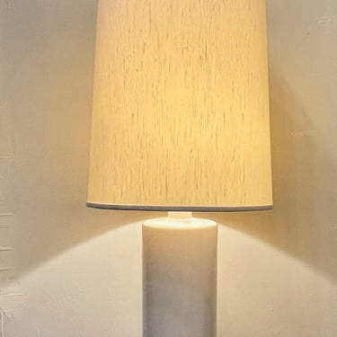 Vintage White Ceramic Column Table Lamp with Crackle Glaze  1970s / 1980s 